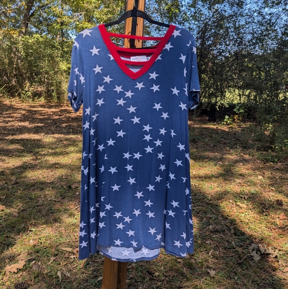 ❤️5/$25 Discount Diva Red White and Blue With Stars Boutique Dress
